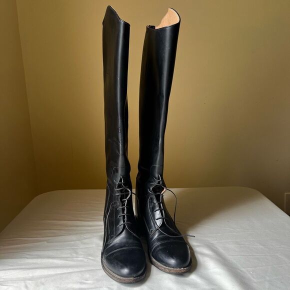 Tall Black Leather Riding Boots Size 7 by The Effingham Bond Boot Co Style 200L - Picture 3 of 12